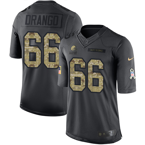 Men's Limited Spencer Drango Nike Jersey Black - #66 2016 Salute to Service NFL Cleveland Browns